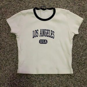 Brandy Melville White and Navy Blue Los Angeles
